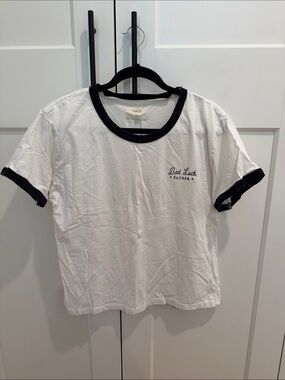P&Co White & Black Ringer Tee - "Bad Luck Sucker"